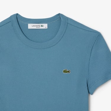  Lacoste Kadın Slim Fit Bisiklet Yaka Mavi T-Shirt