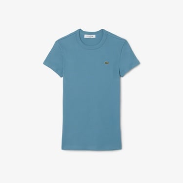  Lacoste Kadın Slim Fit Bisiklet Yaka Mavi T-Shirt