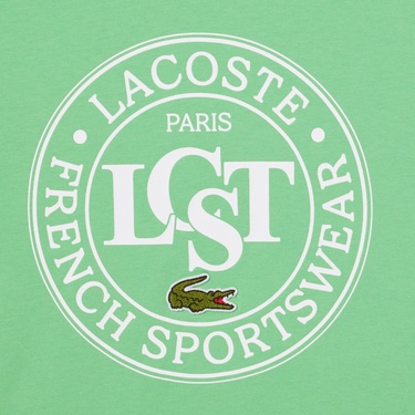  Lacoste Çocuk Bisiklet Yaka Baskılı Yeşil T-shirt