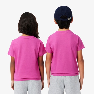  Lacoste Çocuk Bisiklet Yaka Pembe T-Shirt
