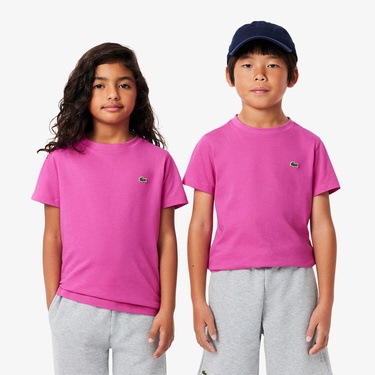  Lacoste Çocuk Bisiklet Yaka Pembe T-Shirt