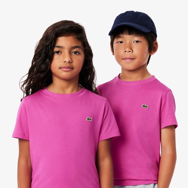  Lacoste Çocuk Bisiklet Yaka Pembe T-Shirt