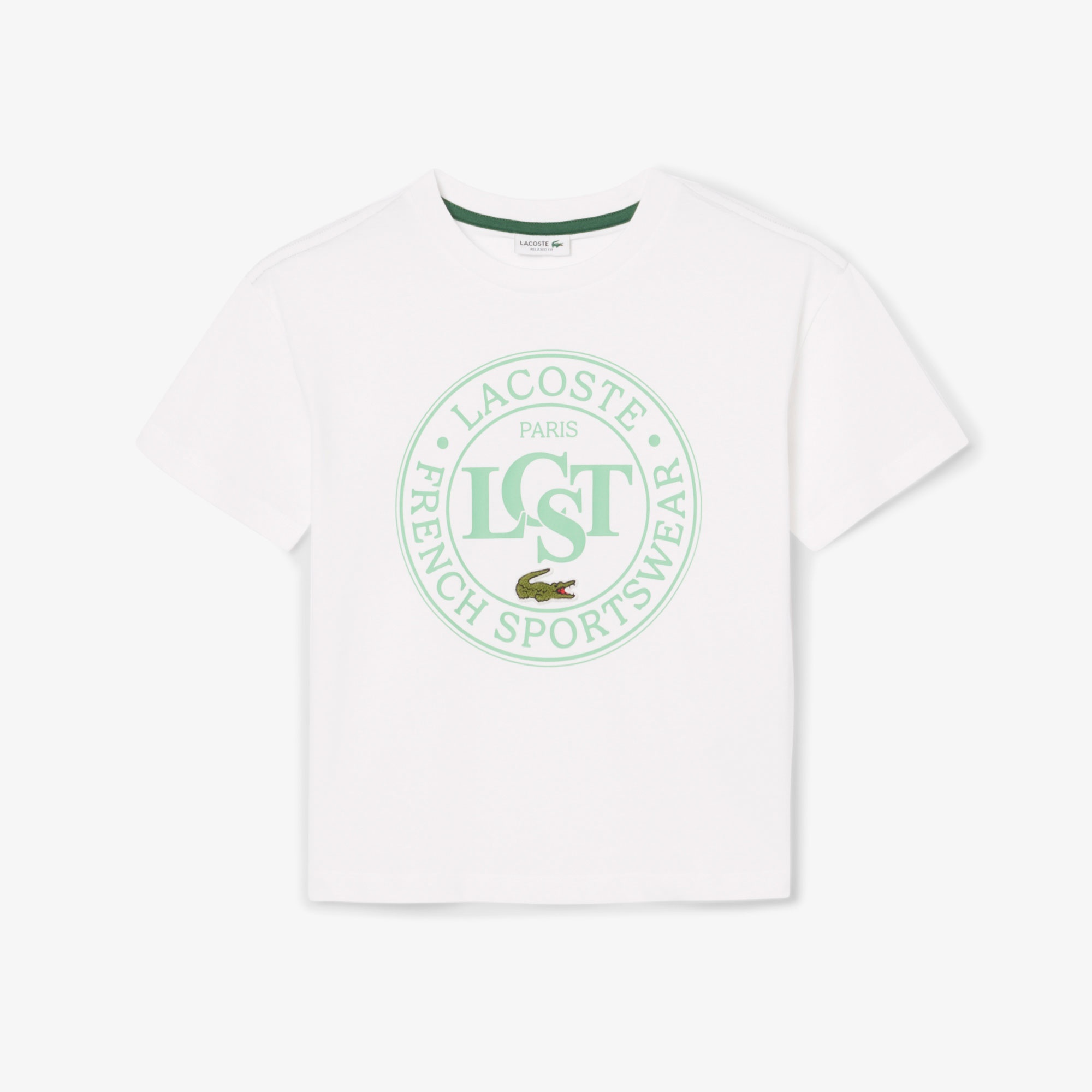 Lacoste Çocuk Bisiklet Yaka Baskılı Beyaz T-Shirt