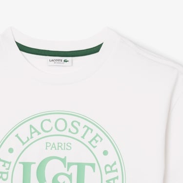  Lacoste Çocuk Bisiklet Yaka Baskılı Beyaz T-Shirt