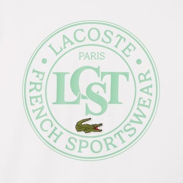  Lacoste Çocuk Bisiklet Yaka Baskılı Beyaz T-Shirt