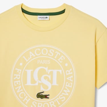  Lacoste Çocuk Bisiklet Yaka Baskılı Sarı T-Shirt