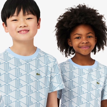  Lacoste Çocuk Bisiklet Yaka Monogram Mavi T-Shirt