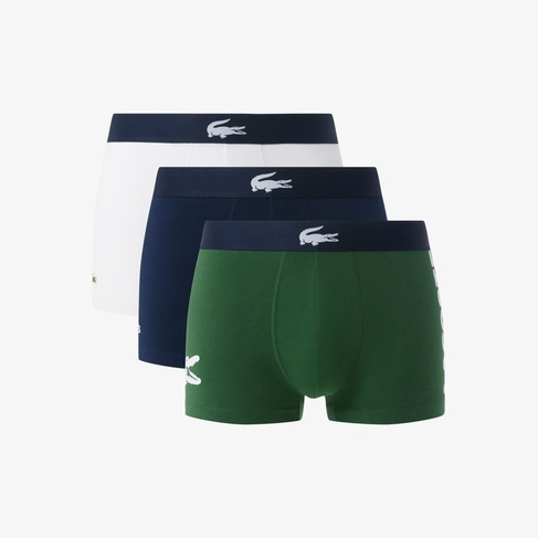  Lacoste Erkek Baskılı 3'lü Renkli Boxer