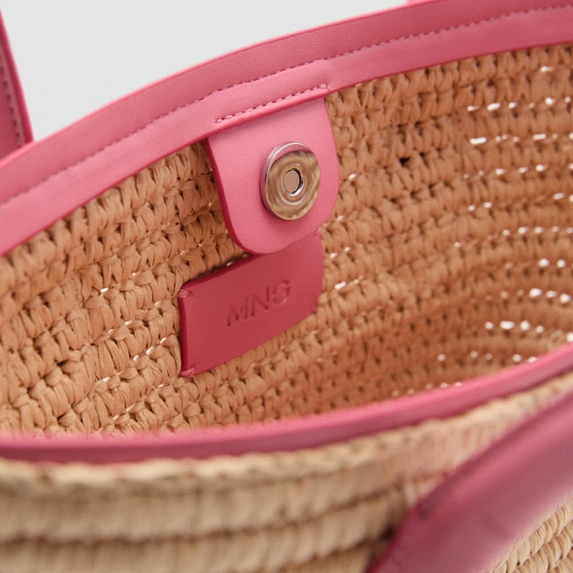 Mango Kadın Doğal Lifli Sepet Çanta Şeker Pembe