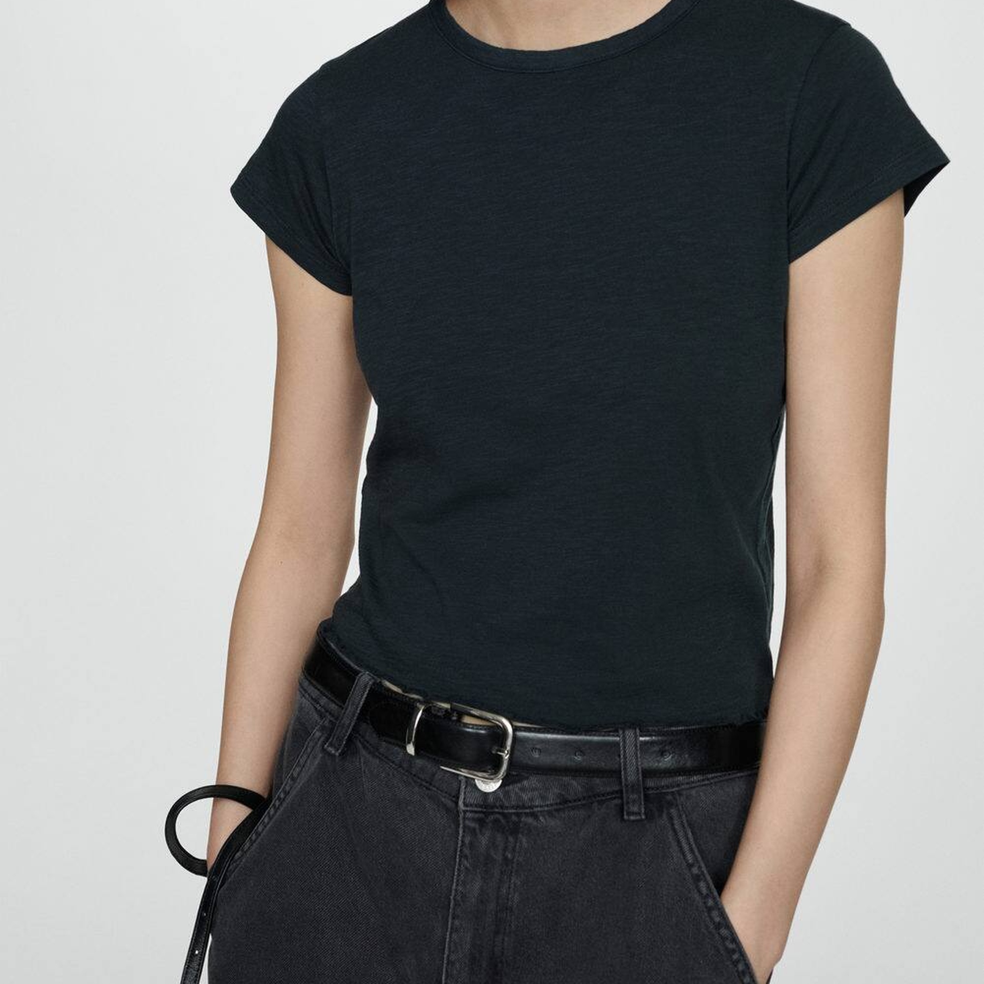 Mango Kadın Kısa Kollu Pamuklu Tişört Siyah