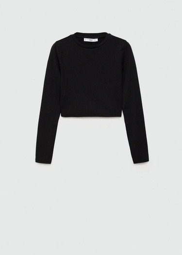 Mango Kadın Kısa Modal Tişört Siyah