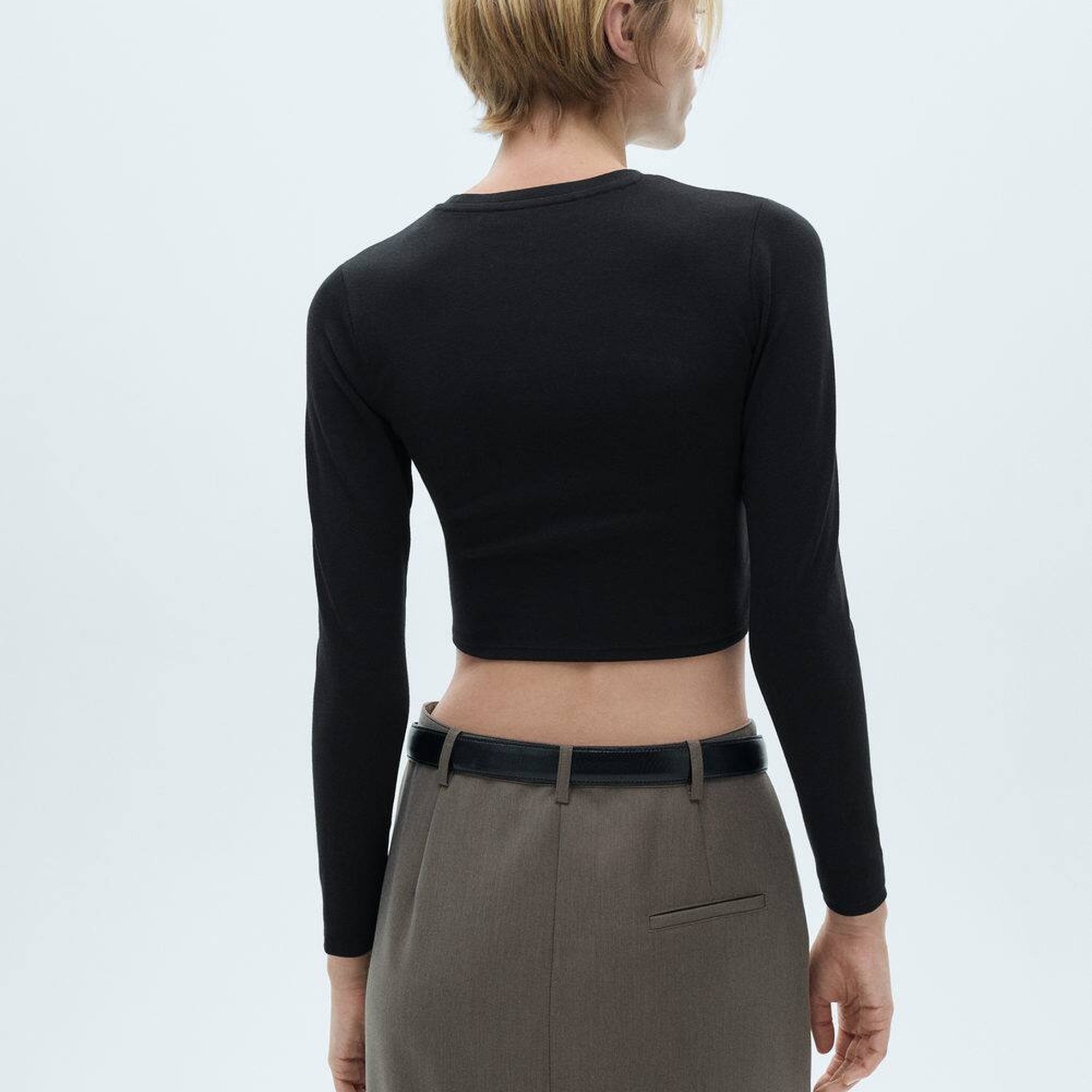 Mango Kadın Kısa Modal Tişört Siyah