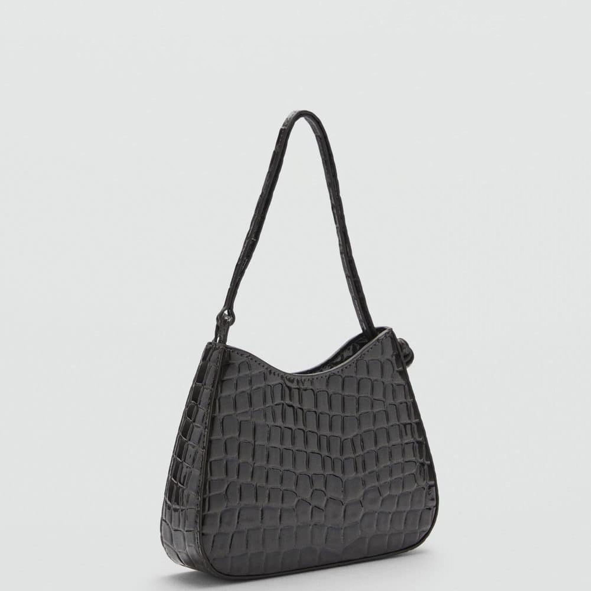 Mango Kadın Rugan Timsah Derisi Görünümlü Çanta Gri