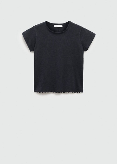  Mango Kadın Kısa Kollu Pamuklu Tişört Siyah