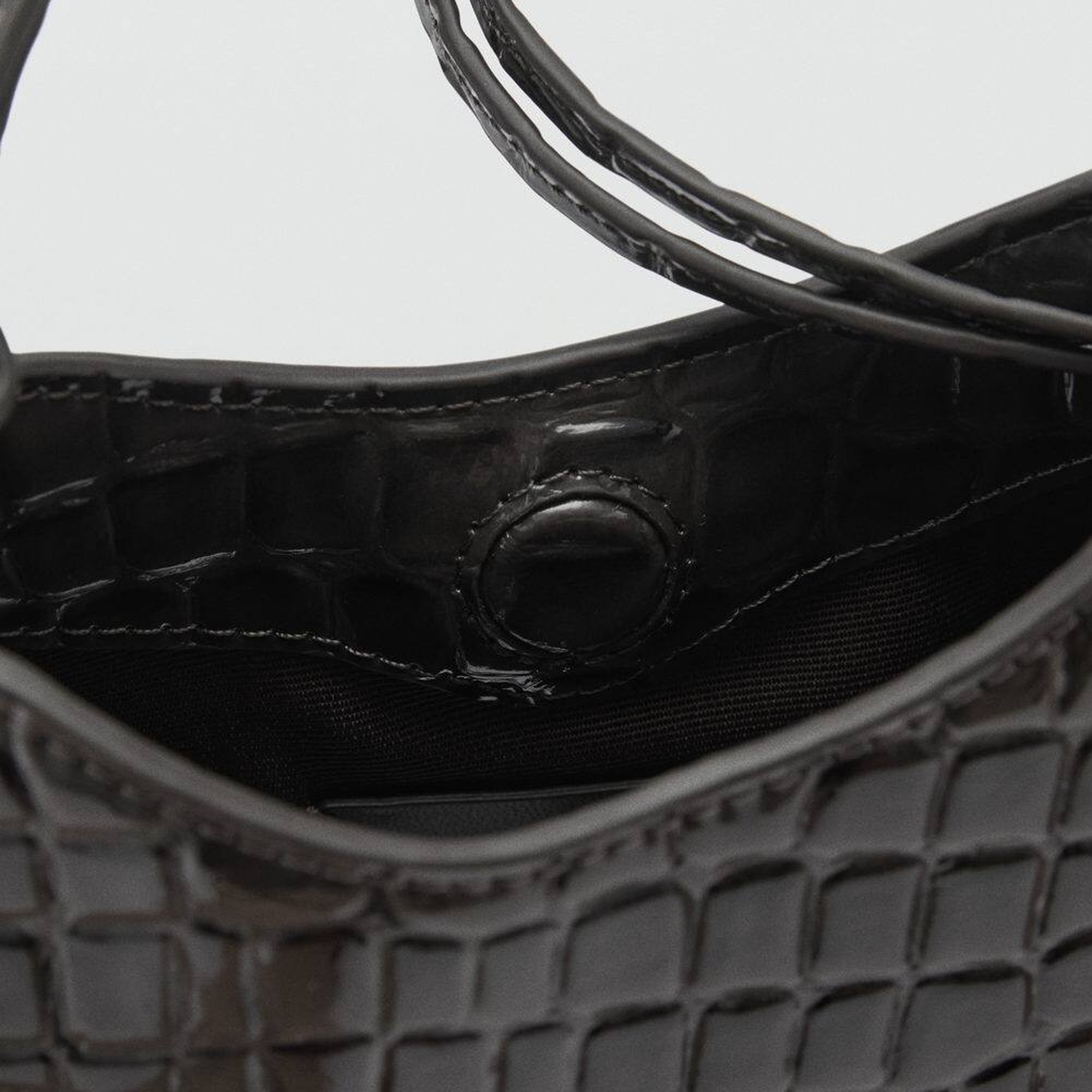 Mango Kadın Rugan Timsah Derisi Görünümlü Çanta Gri