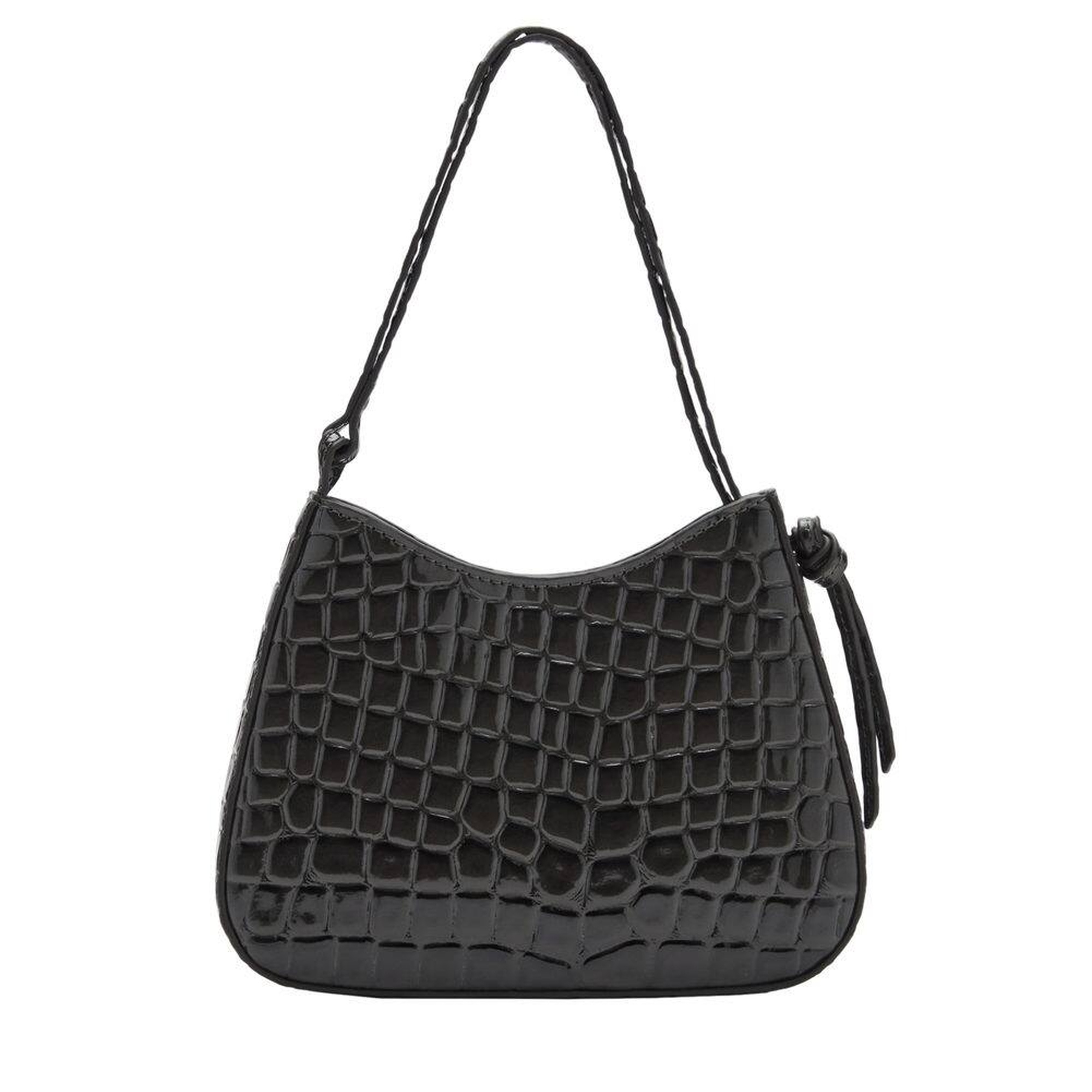 Mango Kadın Rugan Timsah Derisi Görünümlü Çanta Gri