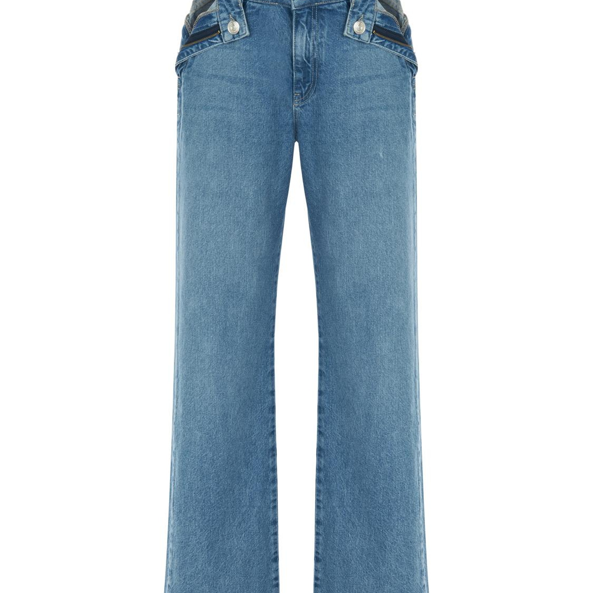 Fermuar Kapamalı Pencereli Jean Pantolon