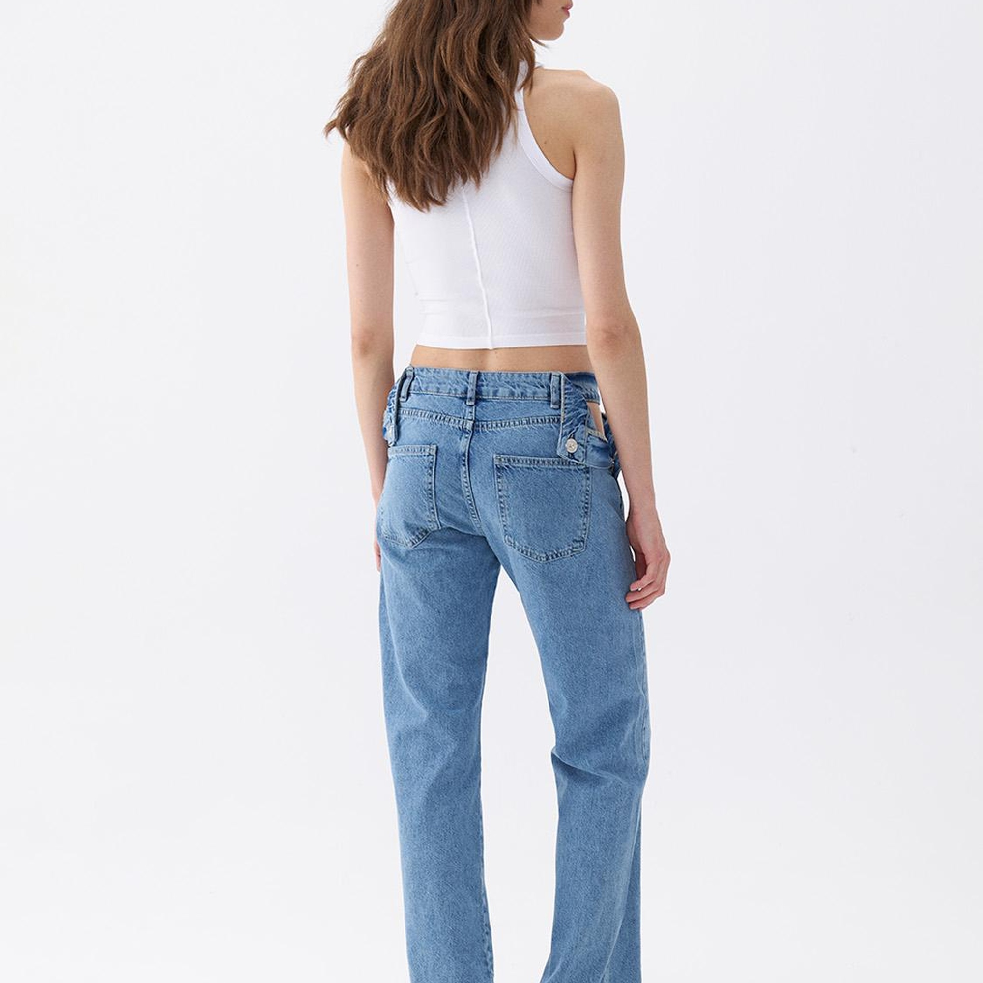 Fermuar Kapamalı Pencereli Jean Pantolon