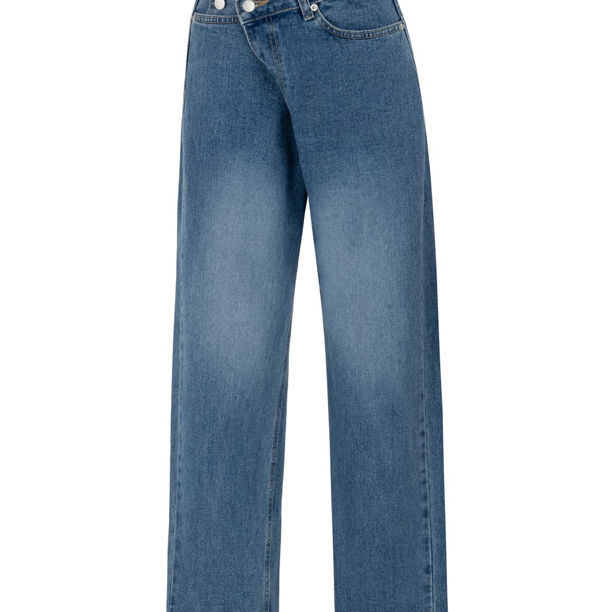 Asimetrik Kapamalı Jean Pantolon