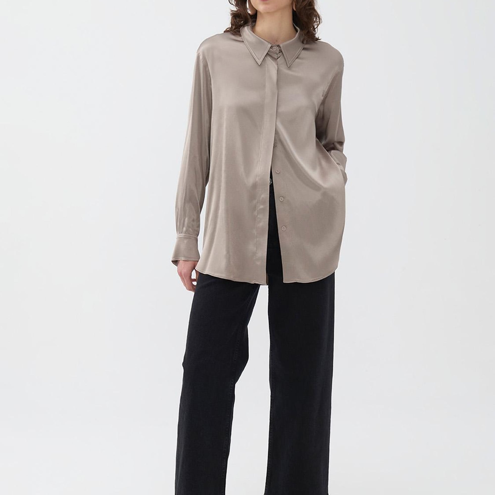 Dökümlü Saten Gömlek