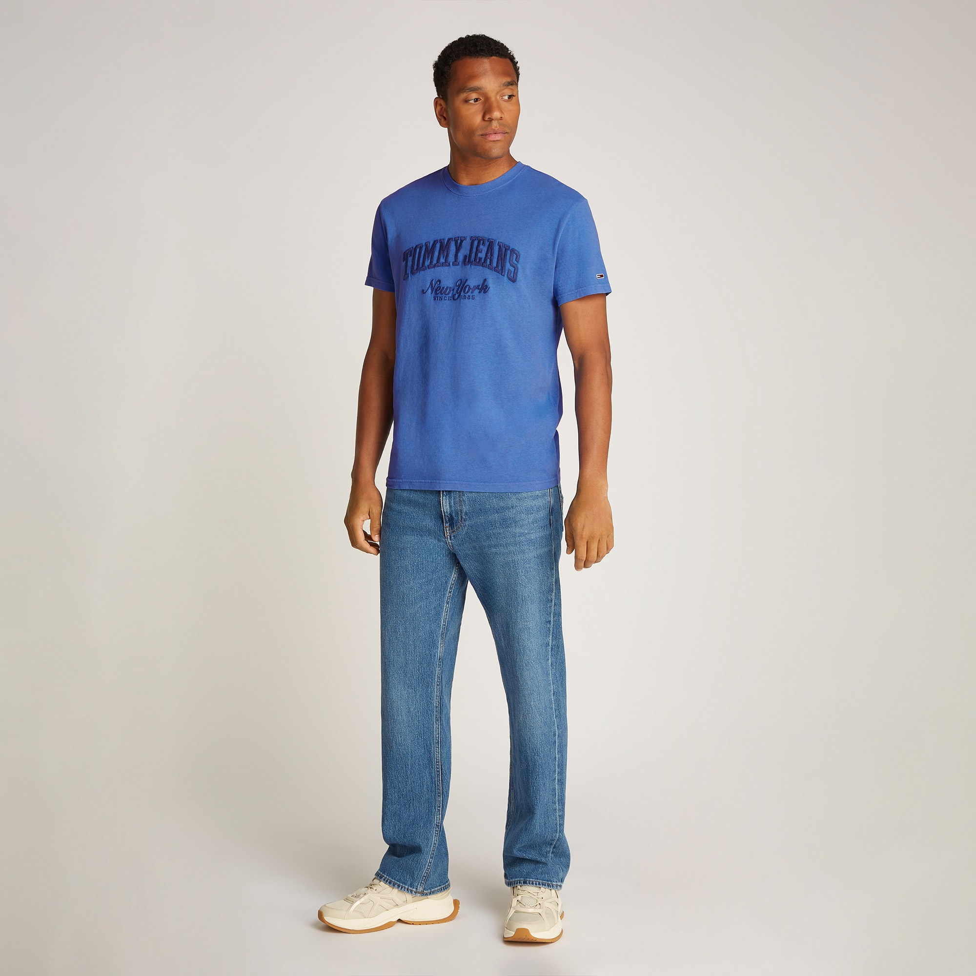 Tommy Jeans Reg Vintage Varsity Erkek Mavi T-Shirt