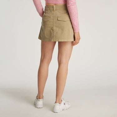  Tommy Jeans Mini Front Pleats Kadın Bej Etek