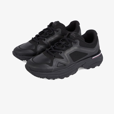  Tommy Hilfiger Runner Tech Knit Mix Erkek Siyah Sneaker