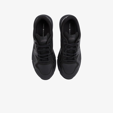  Tommy Hilfiger Runner Tech Knit Mix Erkek Siyah Sneaker