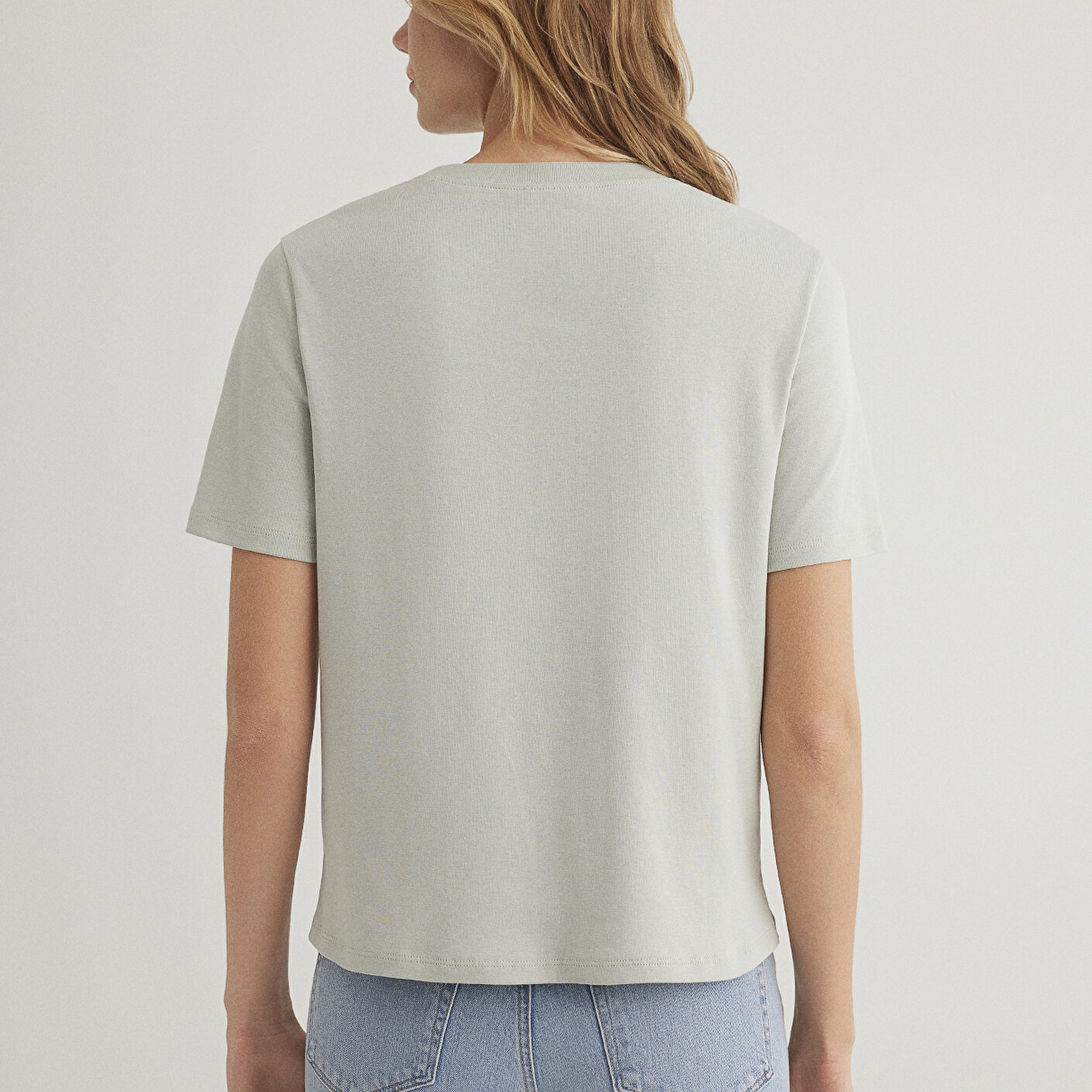 Mavi Yeşil Basic Tişört Semi Slim Fit / Yarı Dar Kesim 1612916-70084