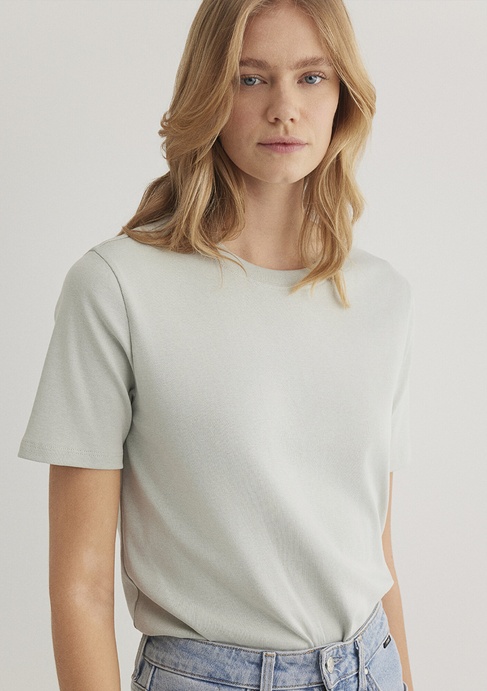  Mavi Yeşil Basic Tişört Semi Slim Fit / Yarı Dar Kesim 1612916-70084