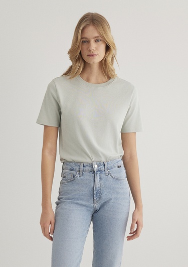  Mavi Yeşil Basic Tişört Semi Slim Fit / Yarı Dar Kesim 1612916-70084