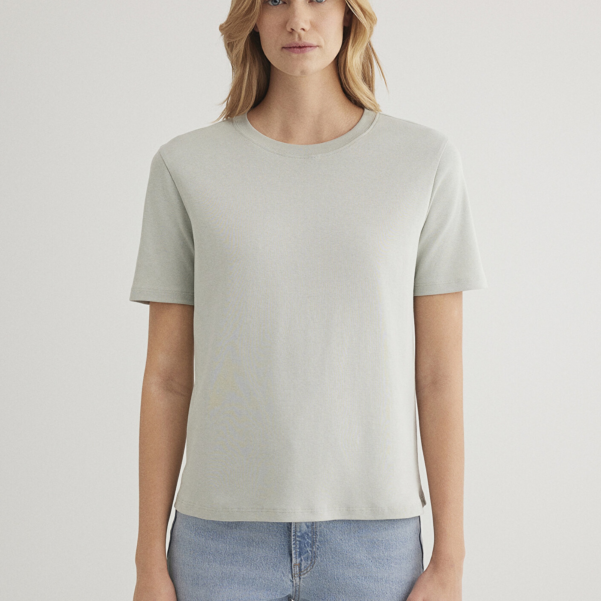 Mavi Yeşil Basic Tişört Semi Slim Fit / Yarı Dar Kesim 1612916-70084