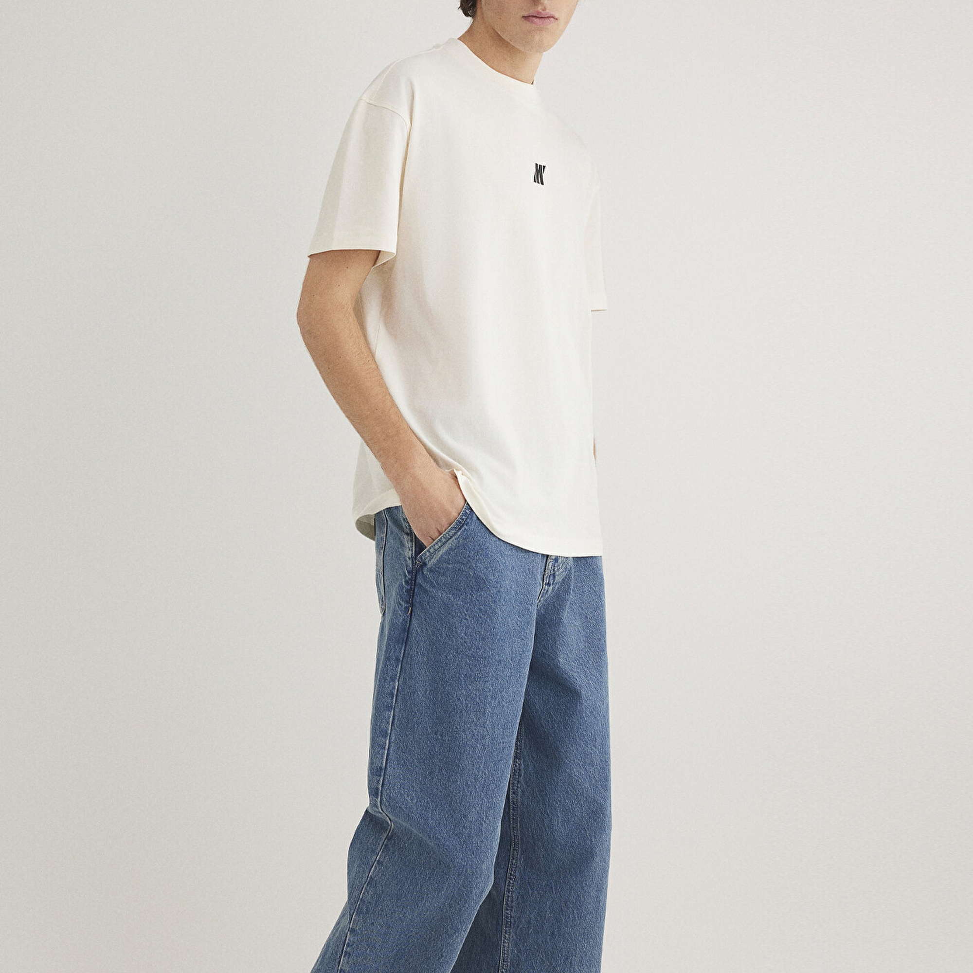 Mavi Mavi Pro Baskılı Beyaz Tişört Loose Fit / Bol Rahat Kesim 0612745-70057