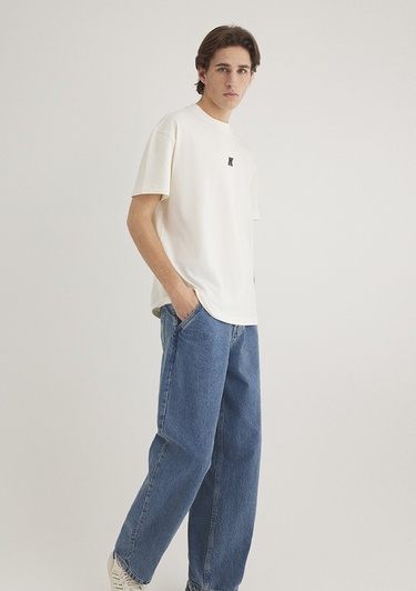  Mavi Mavi Pro Baskılı Beyaz Tişört Loose Fit / Bol Rahat Kesim 0612745-70057