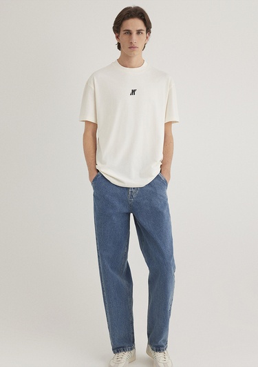  Mavi Mavi Pro Baskılı Beyaz Tişört Loose Fit / Bol Rahat Kesim 0612745-70057