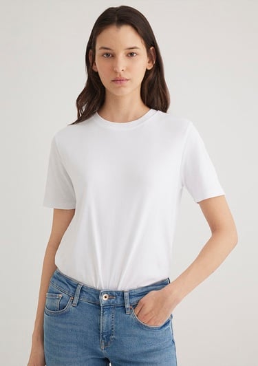  Mavi Beyaz Basic Tişört Semi Slim Fit / Yarı Dar Kesim 1612916-620