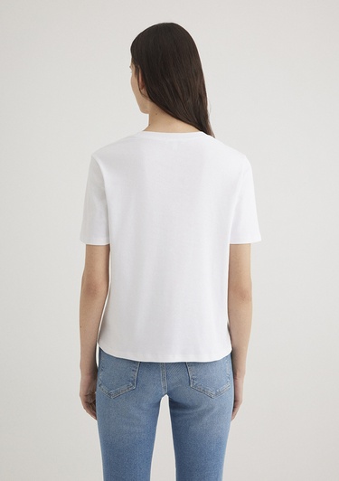  Mavi Beyaz Basic Tişört Semi Slim Fit / Yarı Dar Kesim 1612916-620