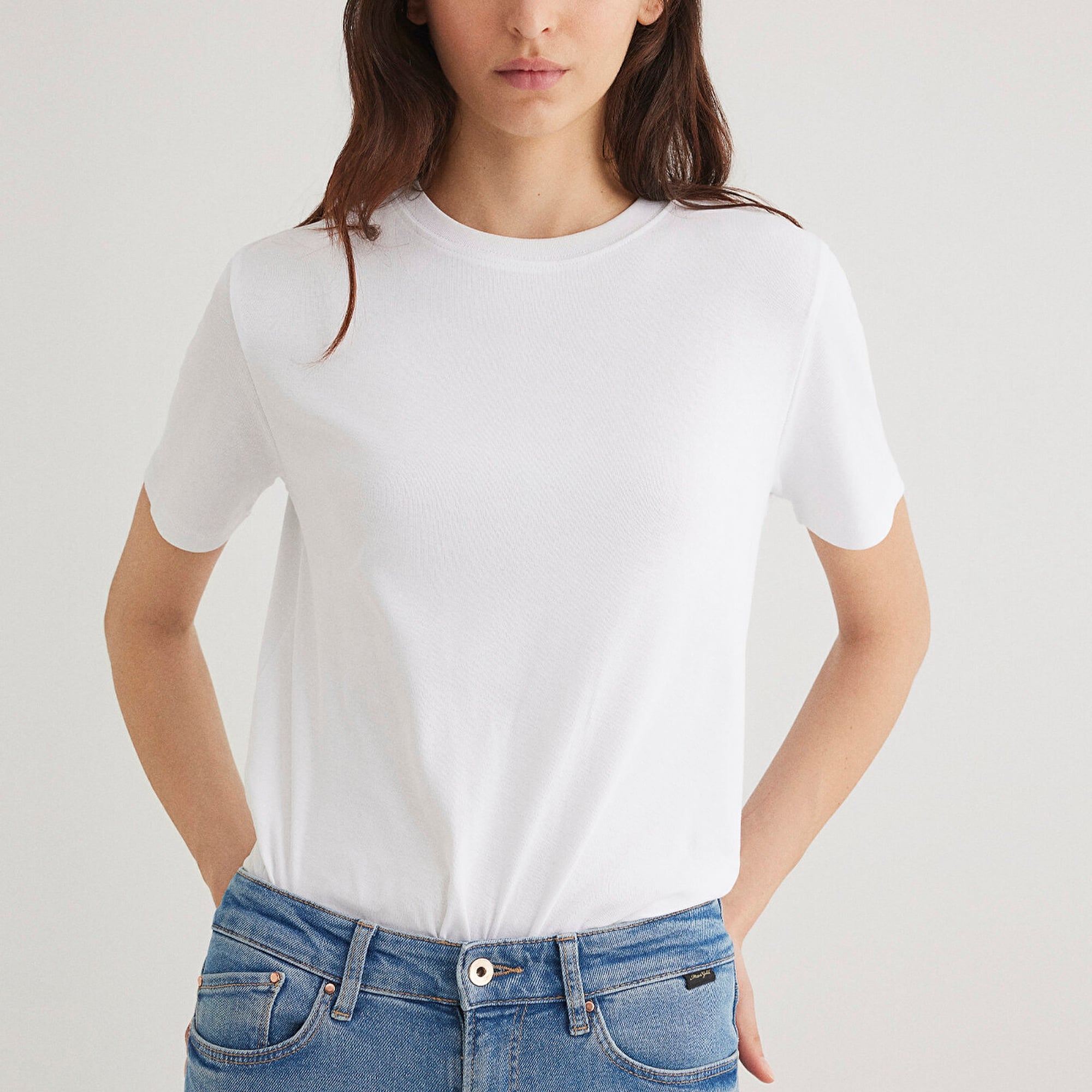 Mavi Beyaz Basic Tişört Semi Slim Fit / Yarı Dar Kesim 1612916-620