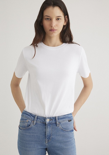  Mavi Beyaz Basic Tişört Semi Slim Fit / Yarı Dar Kesim 1612916-620