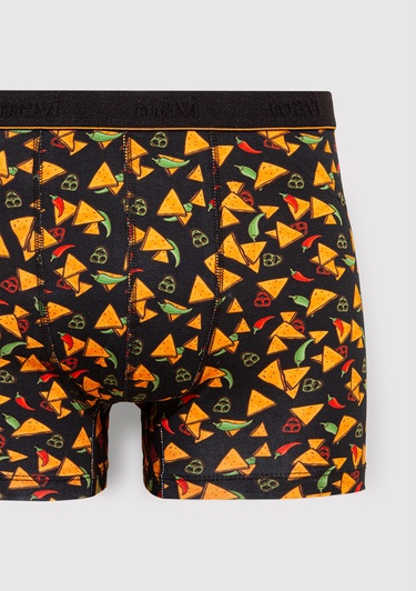  Mavi Baskılı Siyah Boxer 0911823-900