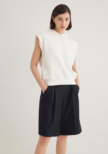  Mavi Kapüşonlu Kolsuz Ekru Sweatshirt 1S10311-70057