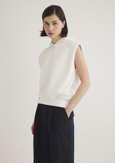  Mavi Kapüşonlu Kolsuz Ekru Sweatshirt 1S10311-70057
