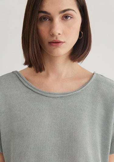  Mavi Dokulu Gri Basic Tişört Loose Fit / Bol Rahat Kesim 167311-81325