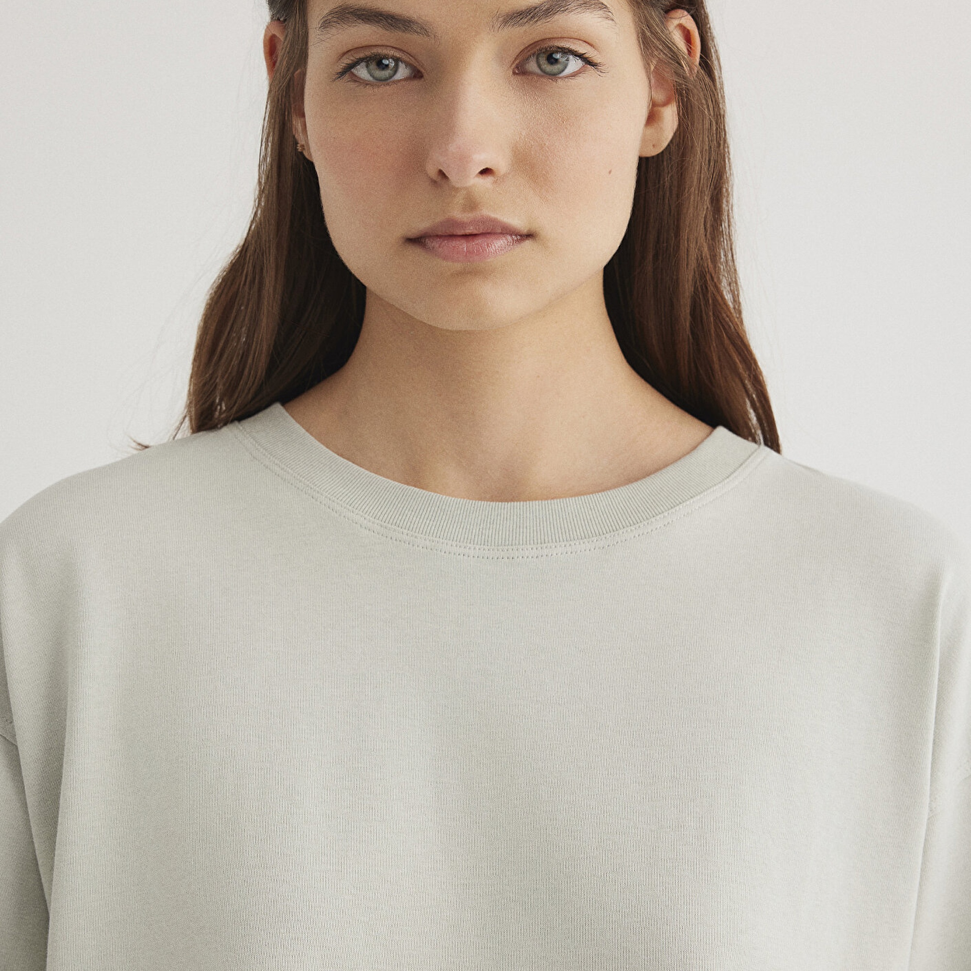 Mavi Gri Crop Basic Tişört Crop / Kısa Kesim 1612377-70082