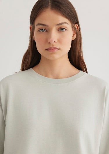  Mavi Gri Crop Basic Tişört Crop / Kısa Kesim 1612377-70082