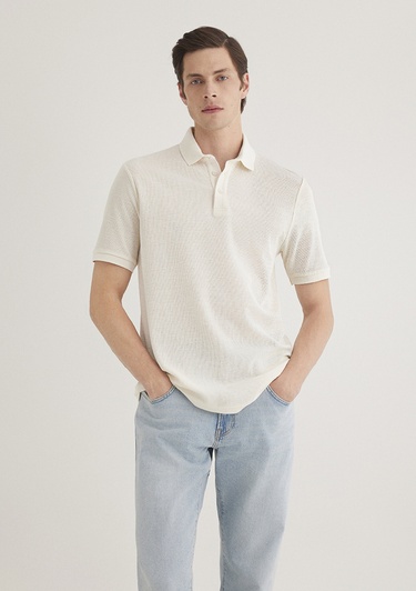  Mavi Ekru Polo Tişört Slim Fit / Dar Kesim 0612521-70057