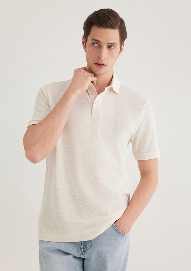  Mavi Ekru Polo Tişört Slim Fit / Dar Kesim 0612521-70057