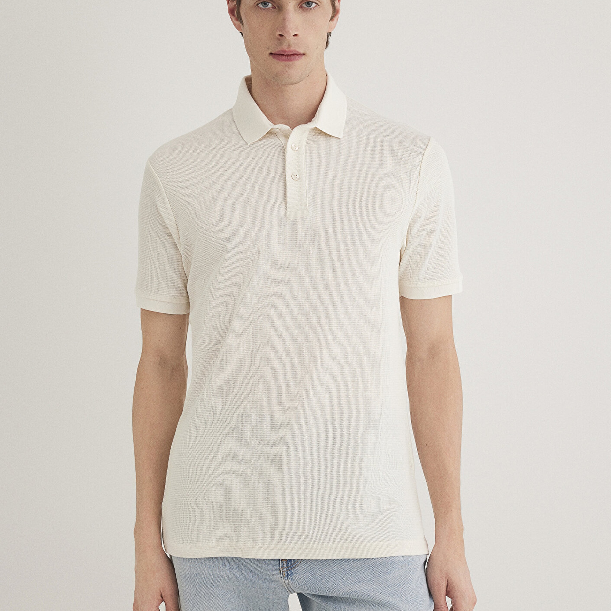 Mavi Ekru Polo Tişört Slim Fit / Dar Kesim 0612521-70057