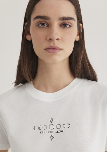  Mavi Astroloji Baskılı Ekru Tişört Slim Fit / Dar Kesim 1612947-70057