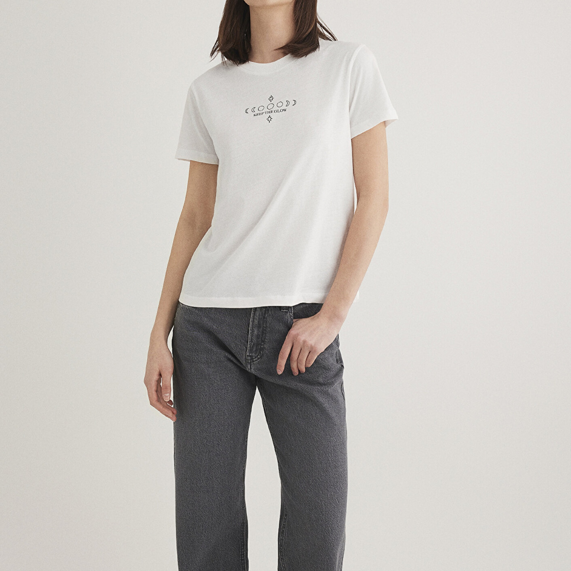 Mavi Astroloji Baskılı Ekru Tişört Slim Fit / Dar Kesim 1612947-70057